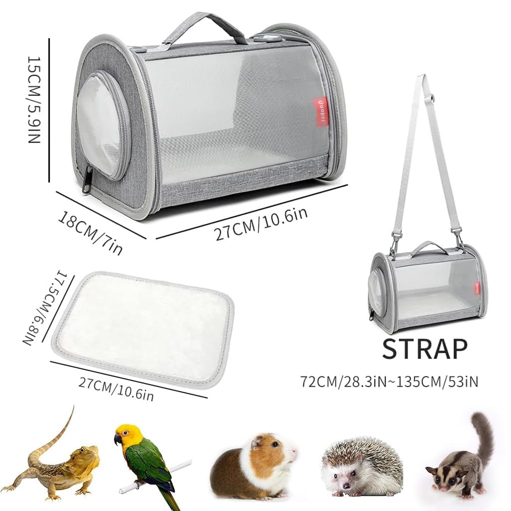 Qpets Portable Carrier Case for Small Animal Travel Carrier Bag for Guinea Pig Breathable Carrier Cage with Handle Travel Carrier Cage for Squirrel, Hamster, Bunny, Lizard, Bird, Hedgehog
