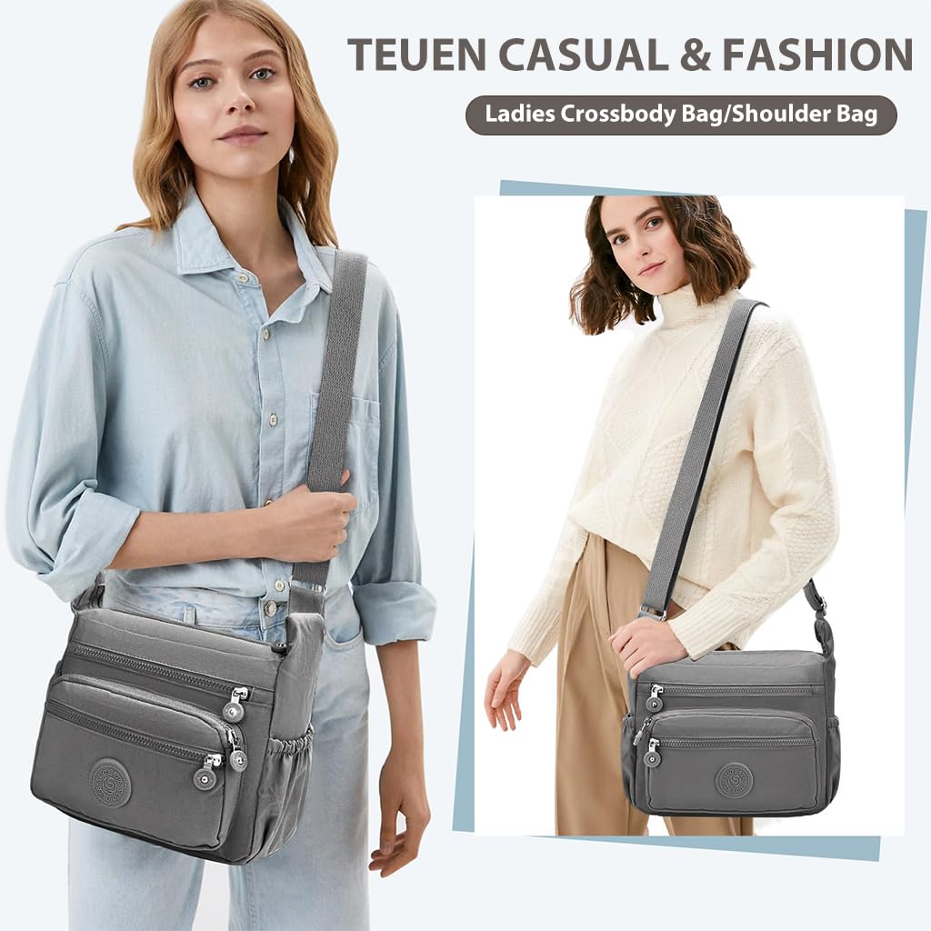 PALAY Women Crossbody Bag Waterproof Nylon Multi-layer Crossbody Bag Casual Satchel Bag Shoulder Bag Messenger Bag Travel Crossbody Bag Day Pack