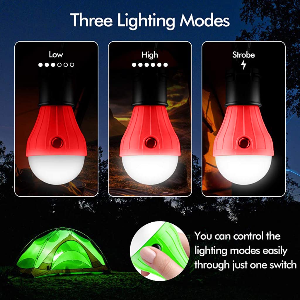 Proberos 2pack Camp Light with Carabiner, Battery LED Light Portable Lamp Emergency Lights for Camping Hiking Outdoor Home, Battery Powered(Battery Not Included)