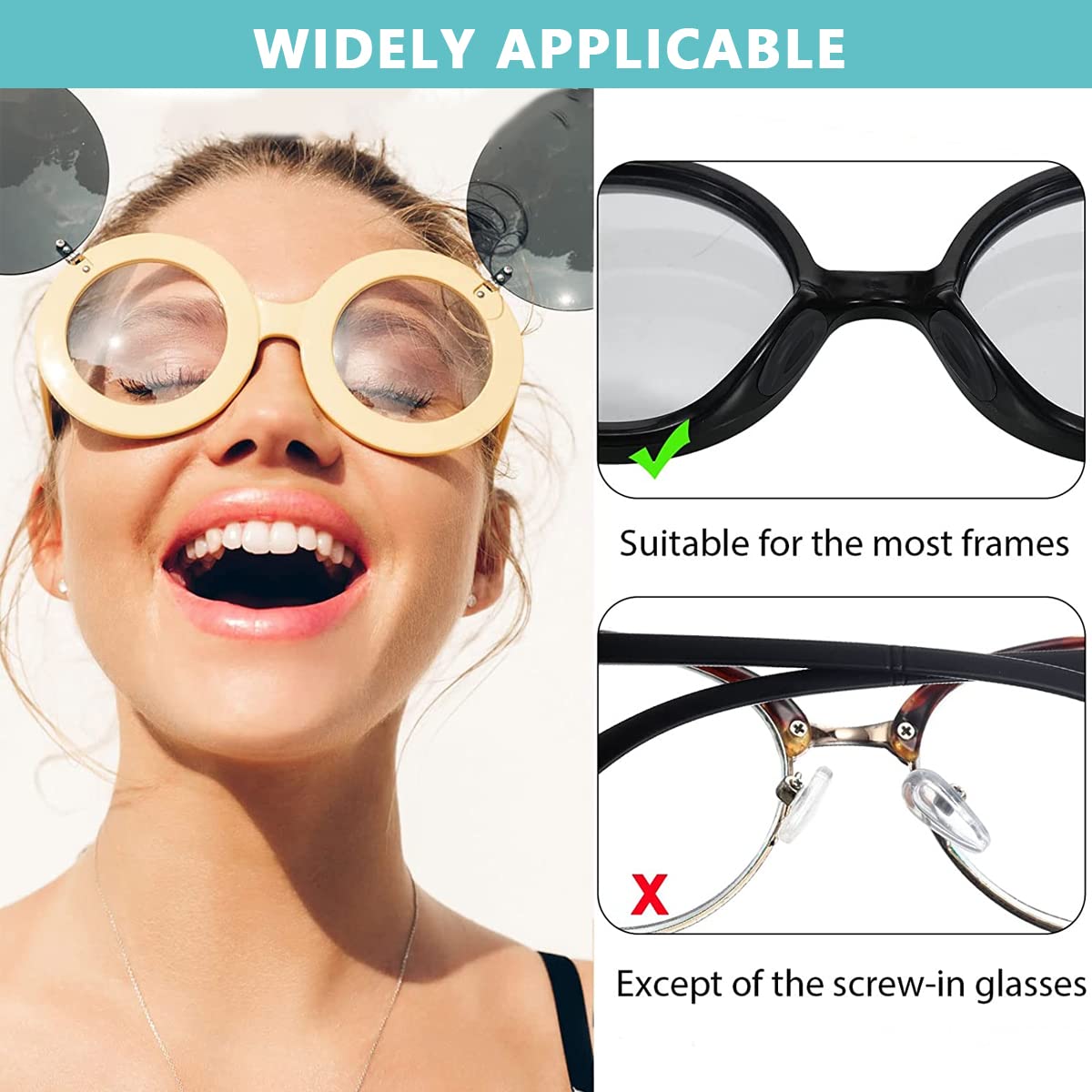 MAYCREATE 12 Pairs Adhesive Eyeglasses Nose Pads, D Shape Stick-on Anti-Slip Black Silicone Eyeglasses Nose Pad Replacement, Self Adhesive Nose Pads Glasses Nose Pad