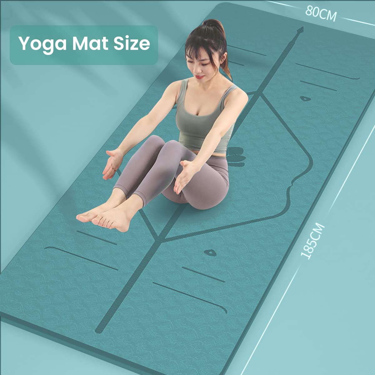 Proberos 185 * 80 * 0.8cm Yoga Mat for Women Men with Portable Bag, Waterproof TPE Yoga Mats for Home Gym & Outdoor Workout, Double-sided Non-slip Gym Mats for Yoga, Hiit, Working Out, Light weight