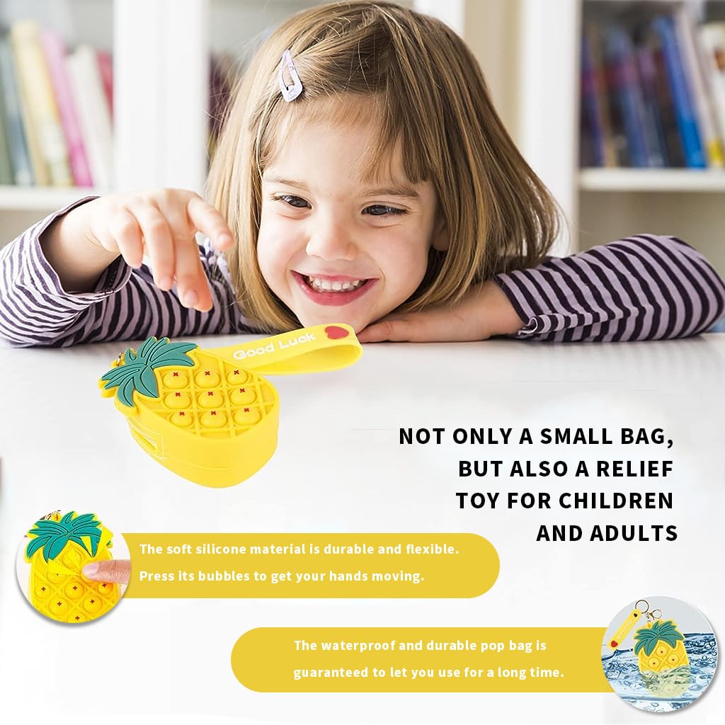SANNIDHI Pineapple Coin Pouch Keychain Cute Silicone Zipper Coin Bag Small Key Chain Coin Purse Pouch Handbag Backpack Charms