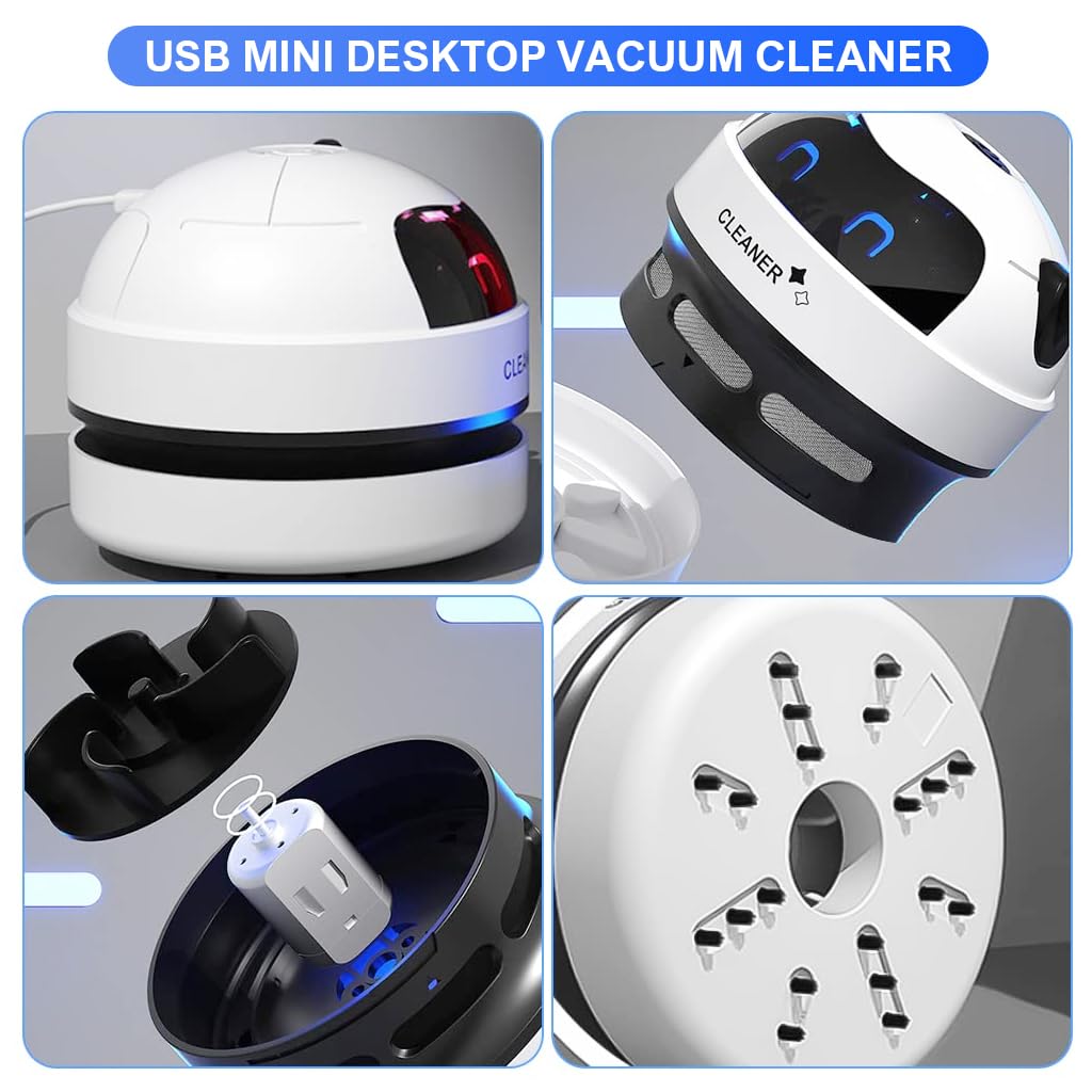 ZORBES Desk Vacuum Cleaner Machine USB Mini Desk Vacuum Cleaner with Nozzle Attachment & Cleaning Brush, Clean Up Dust and Crumbs, 500mAh Portable Cordless Desk Vacuum for Home Office Car Countertop