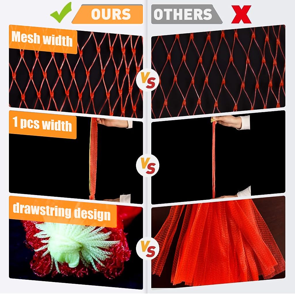 HASTHIP 100pcs 40cm Packing Net for Watermelon, Fruit, Vegetables, Toys, Seafood, Multipurpose Reusable Melon Mesh for Trellis Vertical Garden Growing
