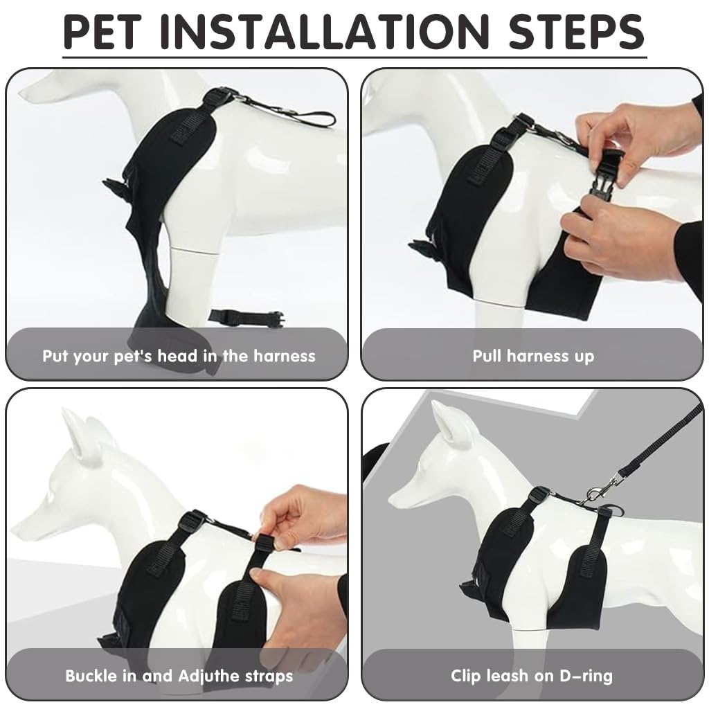 Qpets Dog Tuxedo Harness, Fashionable Dog Tuxedo Harness Set with Traction Rope and Chest Harness, Dog Vest Pet Suit Holiday Dress Puppy Kitten Wearing, M