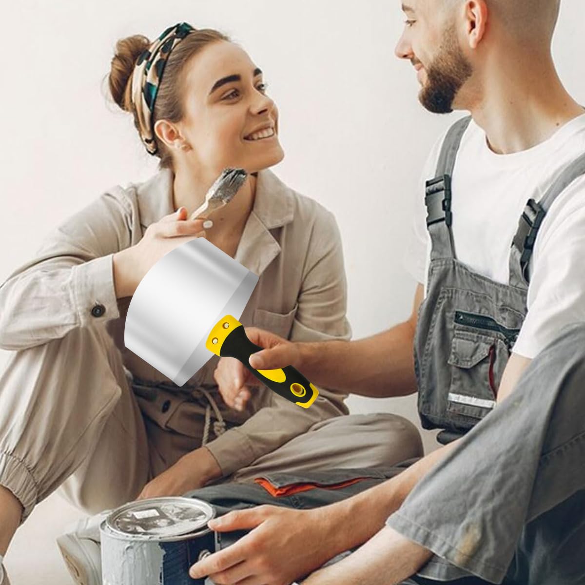 Serplex Putty Scraper Curved Stainless Steel Putty Scraper Wall Putty Paint Plaster Trowel, Putty Shovel Scraper Putty Spatula Anti Slip Handle Putty Scraper