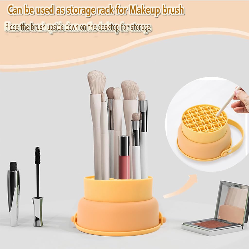 HANNEA Makeup Brush Drying Rack 2 in 1 Makeup Brush Hanging Drying Rack with Handle Makeup Sponge Storage Drying Holder Large Capacity Silicone Makeup Brush Hanging Drying Rack