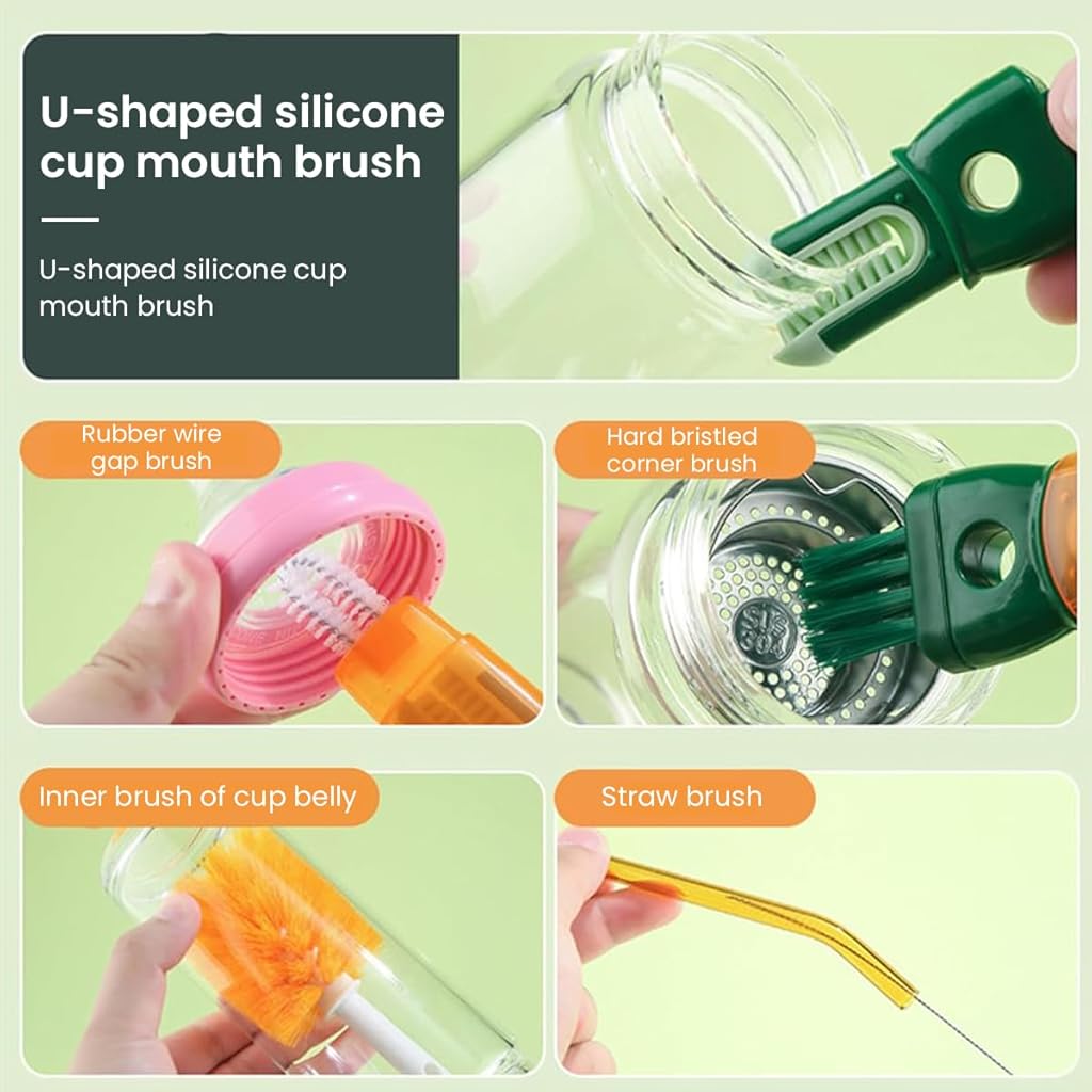 SNOWIE SOFT 5Pcs Baby Bottle Cleaning Brush Kit Baby Pacifier Cleaning Brush Straw Cleaning Brush Multi-Purpose Water Bottle Cleaning Brushes for Baby Bottle, Cup, Plates, Mug, Glassware