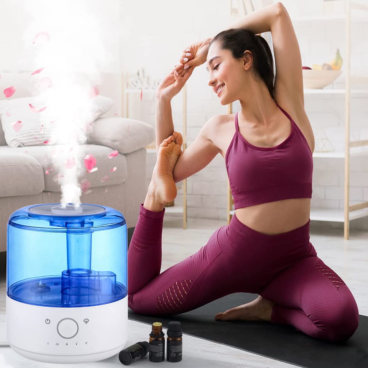 HANNEA 3L Cool Mist Humidifier, Touch Button, for Bedroom, Home, Office and Plants, 28dB Low Sound Quiet Ultrasonic Humidifier, Easy to Clean Home Humidifier,Auto Shut Off