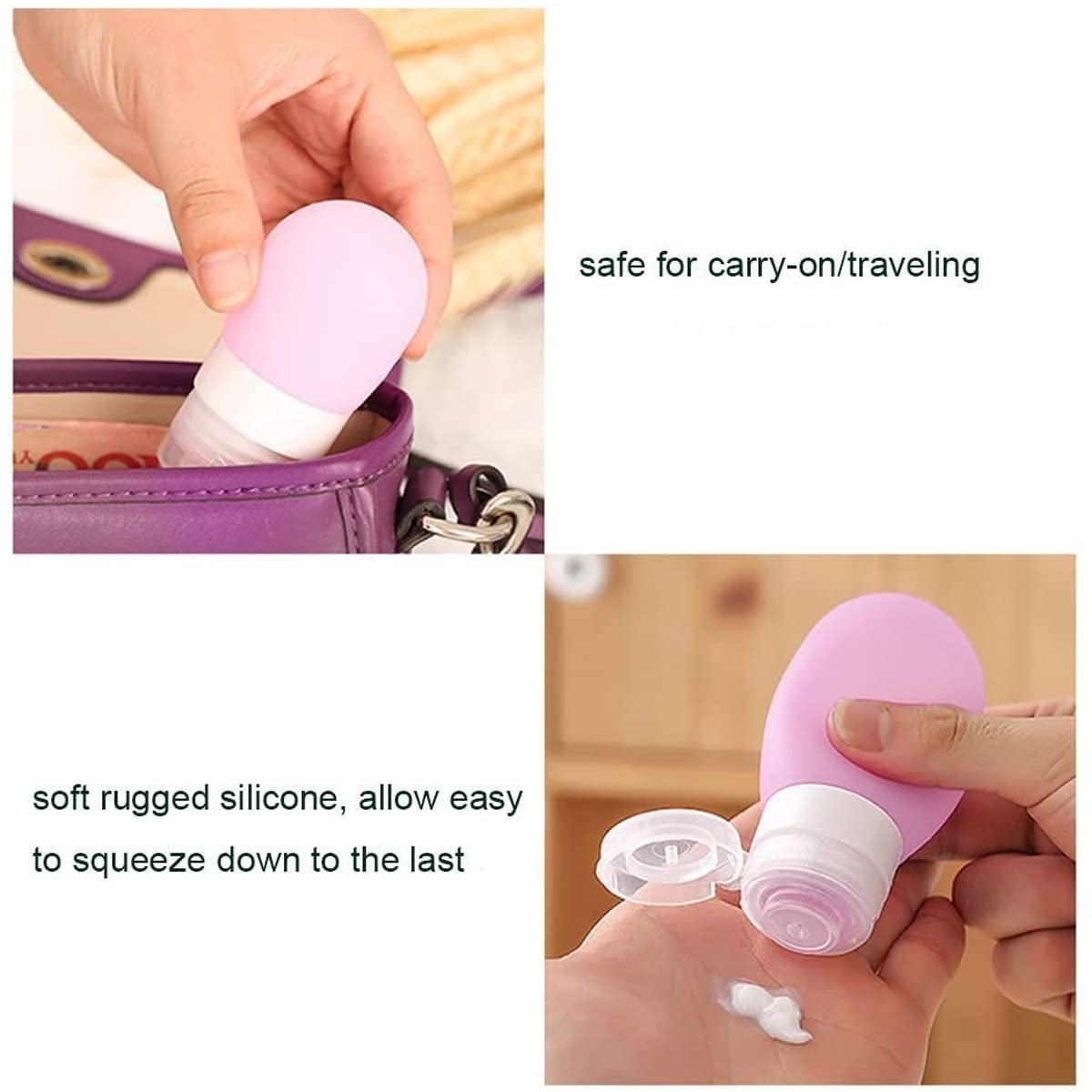 MAYCREATE 4pcs Travel Bottles for Toiletries, Squeezable Silicone Travel Containers with Leakproof Flip Lid, Refillable Dispenser Bottles Kit for Lotion Shampoo - 60ml, BPA Free