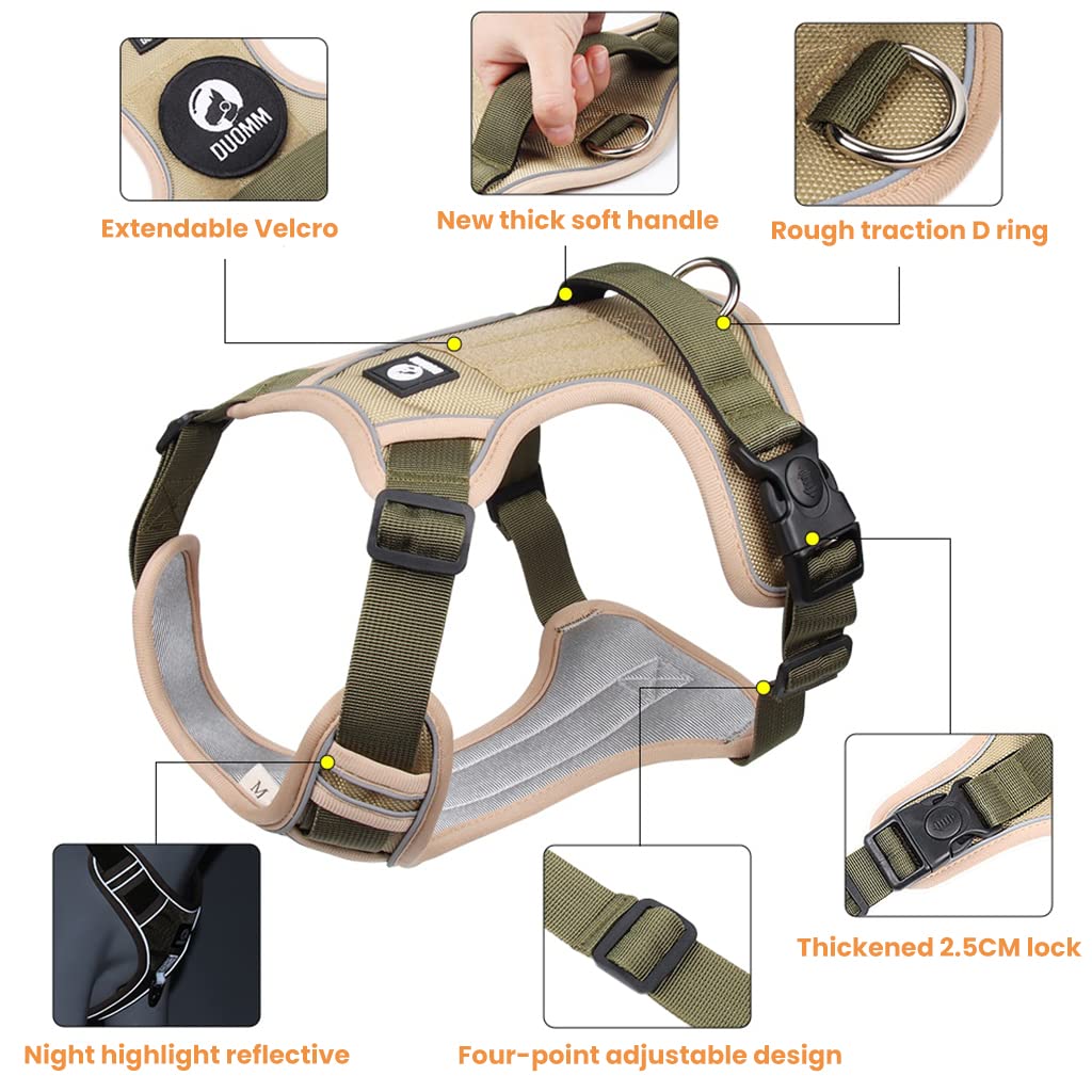 Qpets No Pull Dog Harness with Safety Reflective Strip Quick Release Buckle Adjustable Size Easy Control Handle for Small Medium Large Dogs (M, Recommended Weight: 7.5-14kg)
