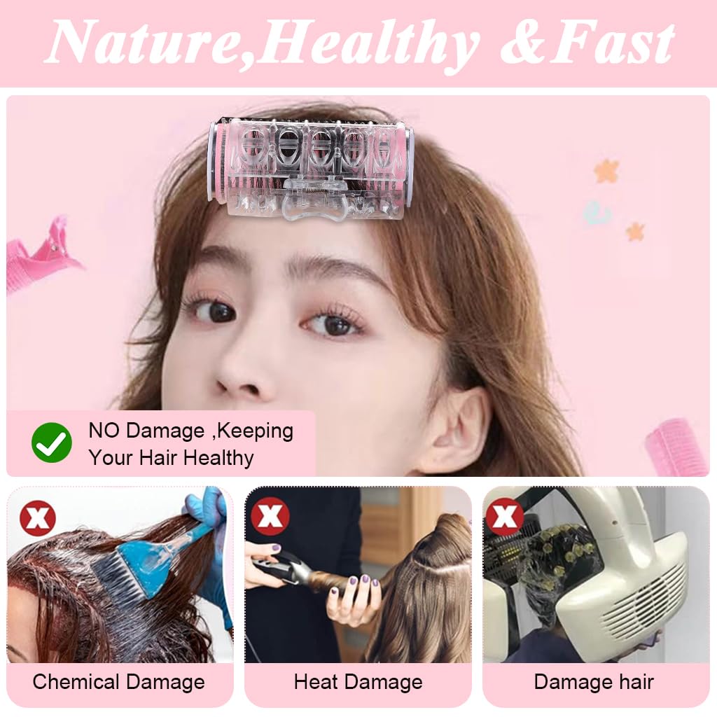 MAYCREATE Hair Roller for Women 39pcs Kit, 18pcs 3 Sizes Heatless Hair Curler for Women with 12 Duckbill Clips, 8 No Bend Clips & 1 Rat Tail Comb Set for Long, Medium and Short Hair