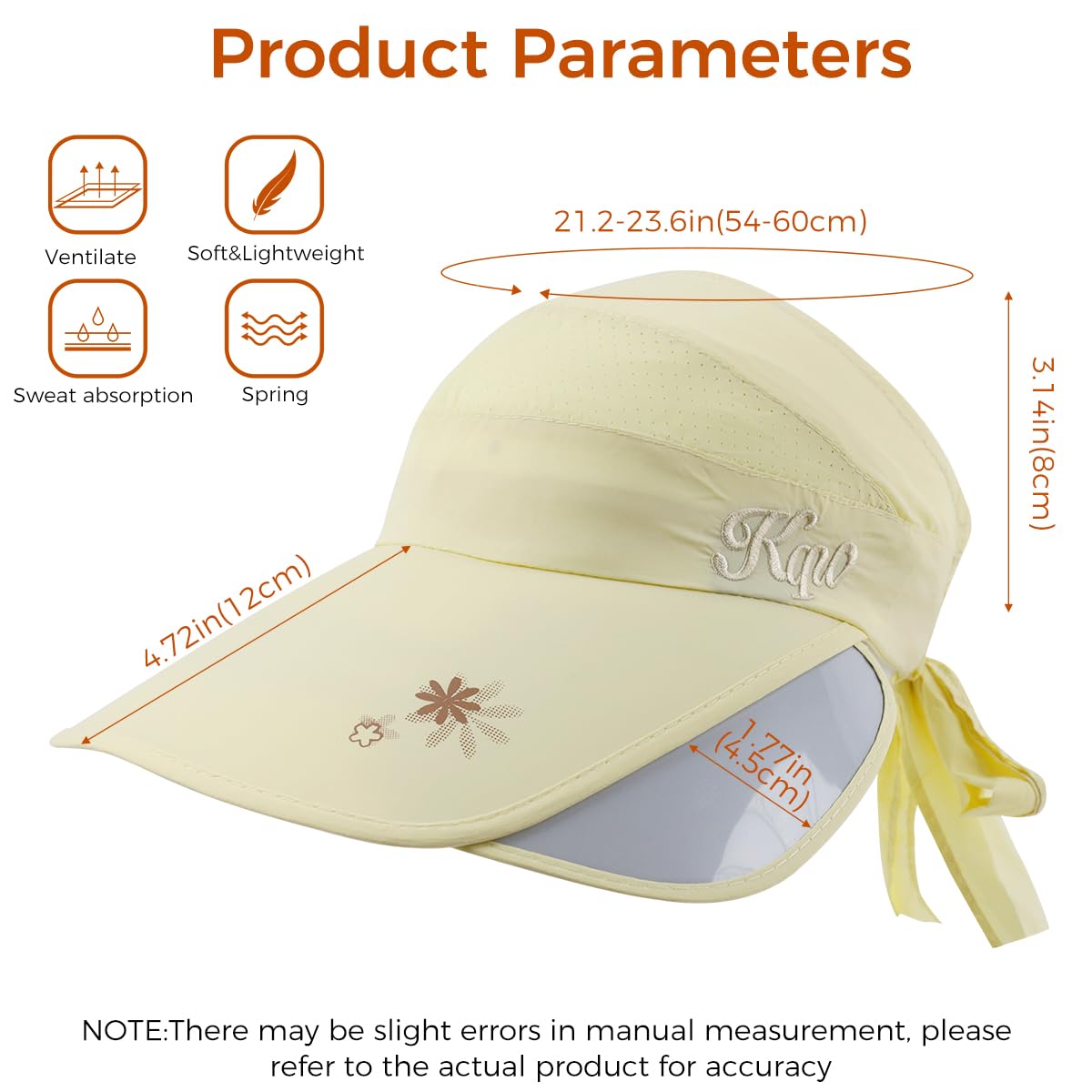 PALAY Sun Hats for Women, Wide Brim Visor Hat for Women, UV Sun Protection Golf Cap with Retractable Side Brim, Fashion Breathable Hat for Beach Fishing Tennis Running