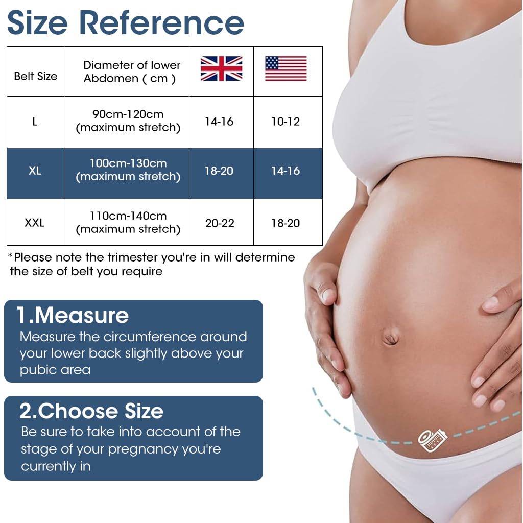 HANNEA Maternity Belt Pregnancy Support, 4 In 1 Breathable Pregnancy Belly Support Band for Abdomen Pelvic Waist and Back Pain, Adjustable Belly Brace for Pre and Postpartum Band, L