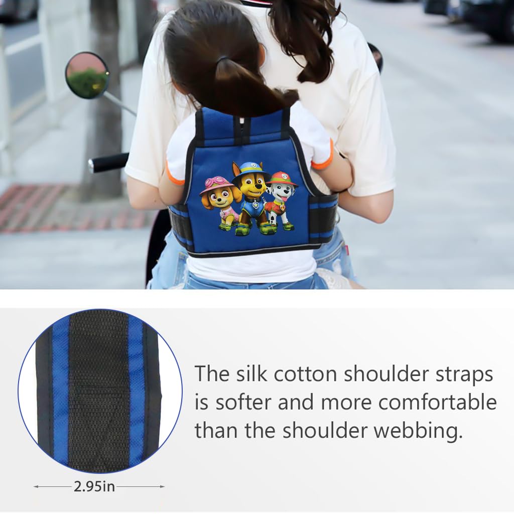 SNOWIE SOFT Kids Safety Belt For Two Wheeler With Reflective Strips,Portable Car Seat Safety Belt For Kids For Bike Scooty, Belt For Bike Ride Harness,Adjustable Safety Harness For Boys Girls,Blue