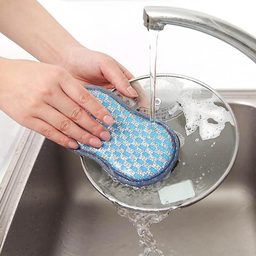 HASTHIP 6 Pack Kitchen Dish Sponge Scrubber, Durable Scrub Scouring Sponge, Non-Scratch Microfiber Sponge Heavy Duty for Da wn Dish Soap Cleaning of Sink Pans