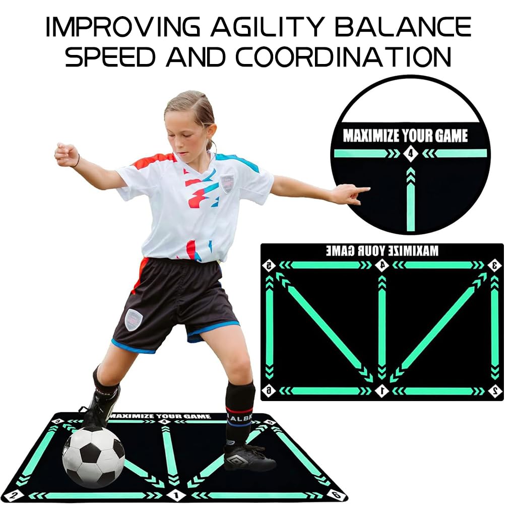 Proberos Kids Football Training Mat 23.6x35.4 inches Soccer Shooting Skill Training with Guild Lines Mat Agility Training Mat Anti-slip Diatom Mud Mat