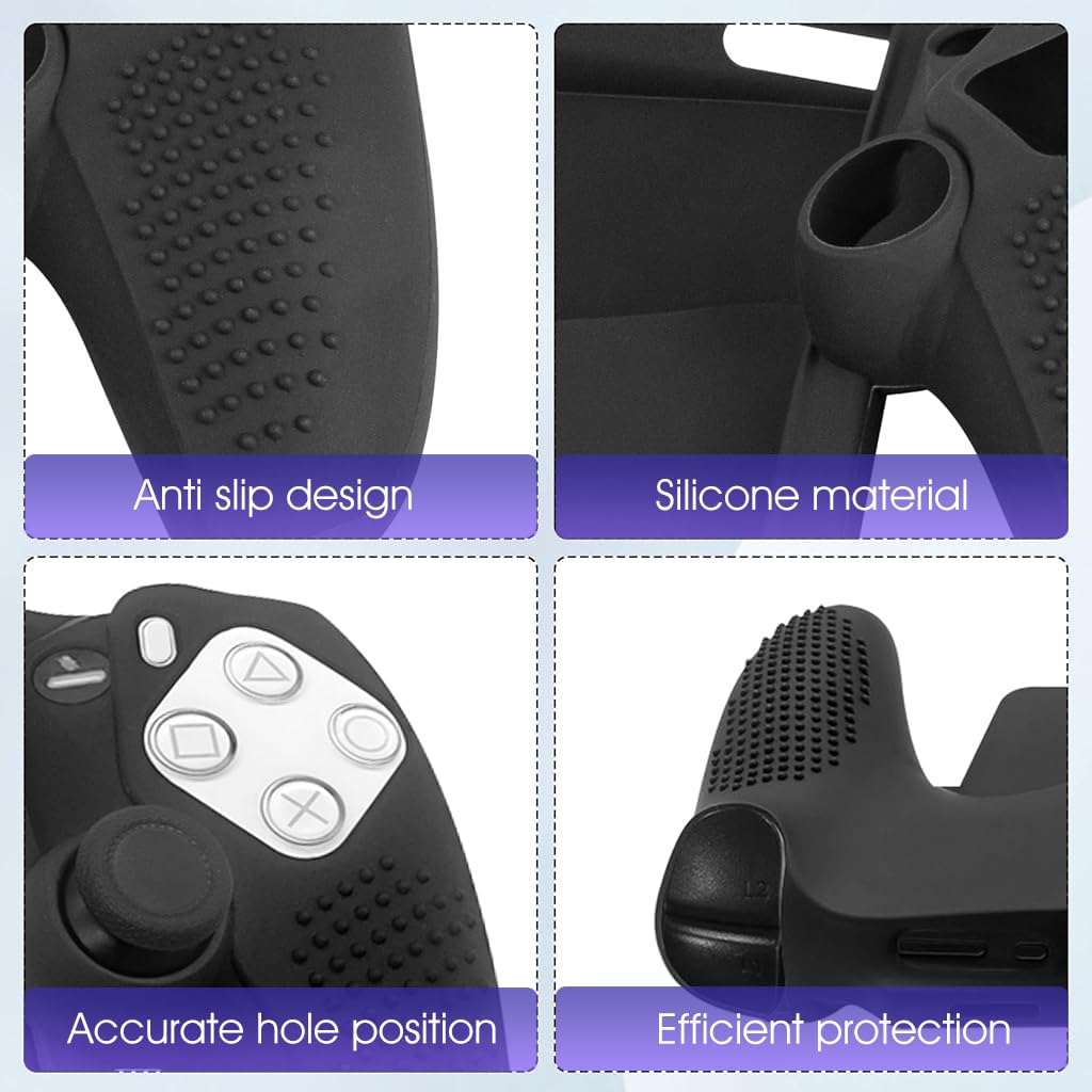 ZORBES Silicone Cover for Sony PlayStation Portal Case Protective Silicone Skin Cover Anti-slip Controller Grip Design Fashion Black Silicone Cover Case for Sony PlayStation Portal