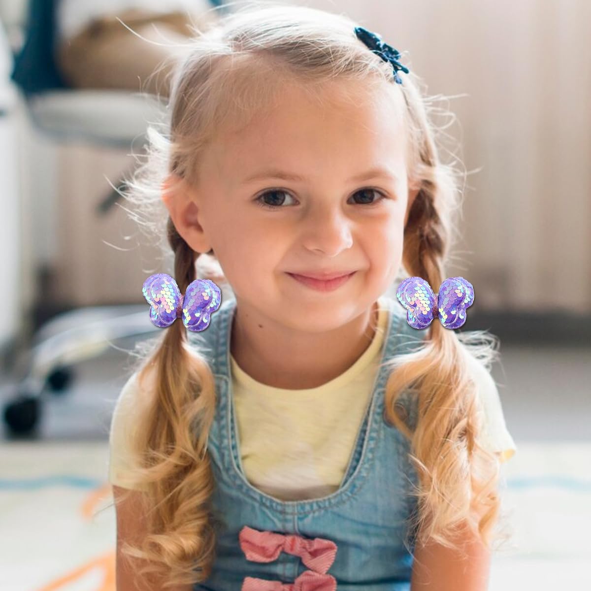 PALAY 6 Pcs Sequins Butterfly Scrunchies for Girls Bows Scrunchies Butterfly Scrunchies Hair Accessories for Girls Stylish Glittering Butterfly Scrunchies for Girls