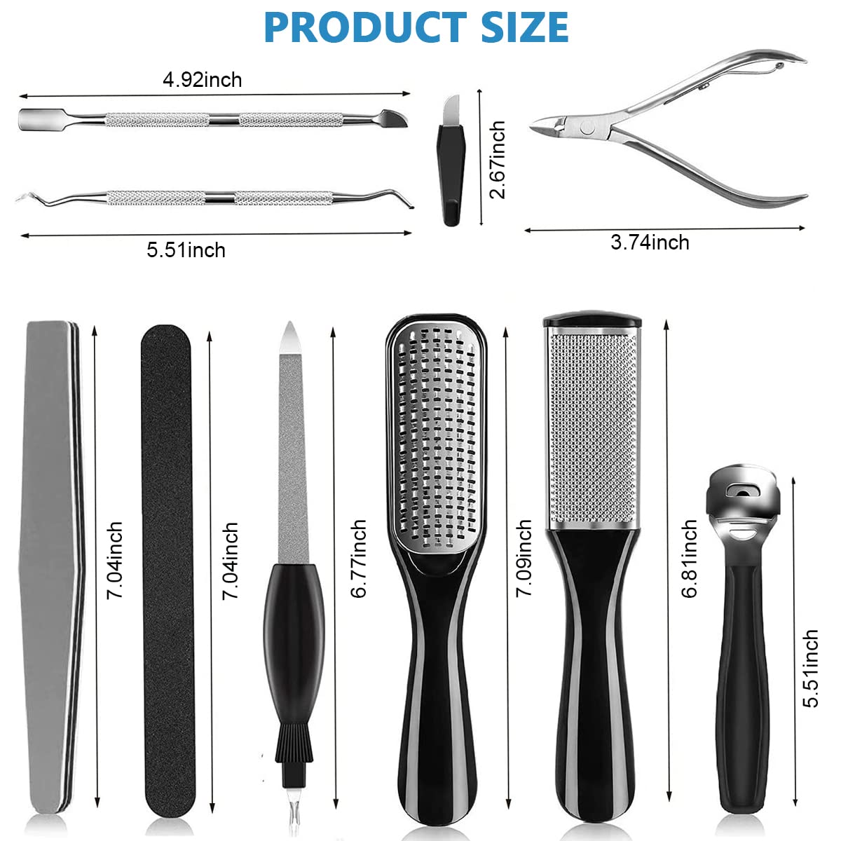 HASTHIP 23 in 1 Stainless Steel Professional Foot Rasp Manicure, Pedicure Tool Set Kit for Foot Care
