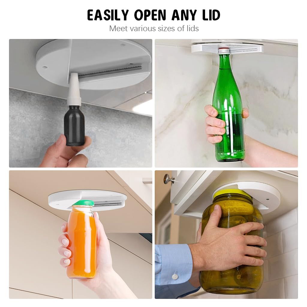 HASTHIP Jar Opener for Seniors - Under Cabinet Jar Openers for Weak Hands, Arthritis Jar Opener, One Handed Gadgets & Bottle Opener, Essential Kitchen Gadgets for Home Assistance