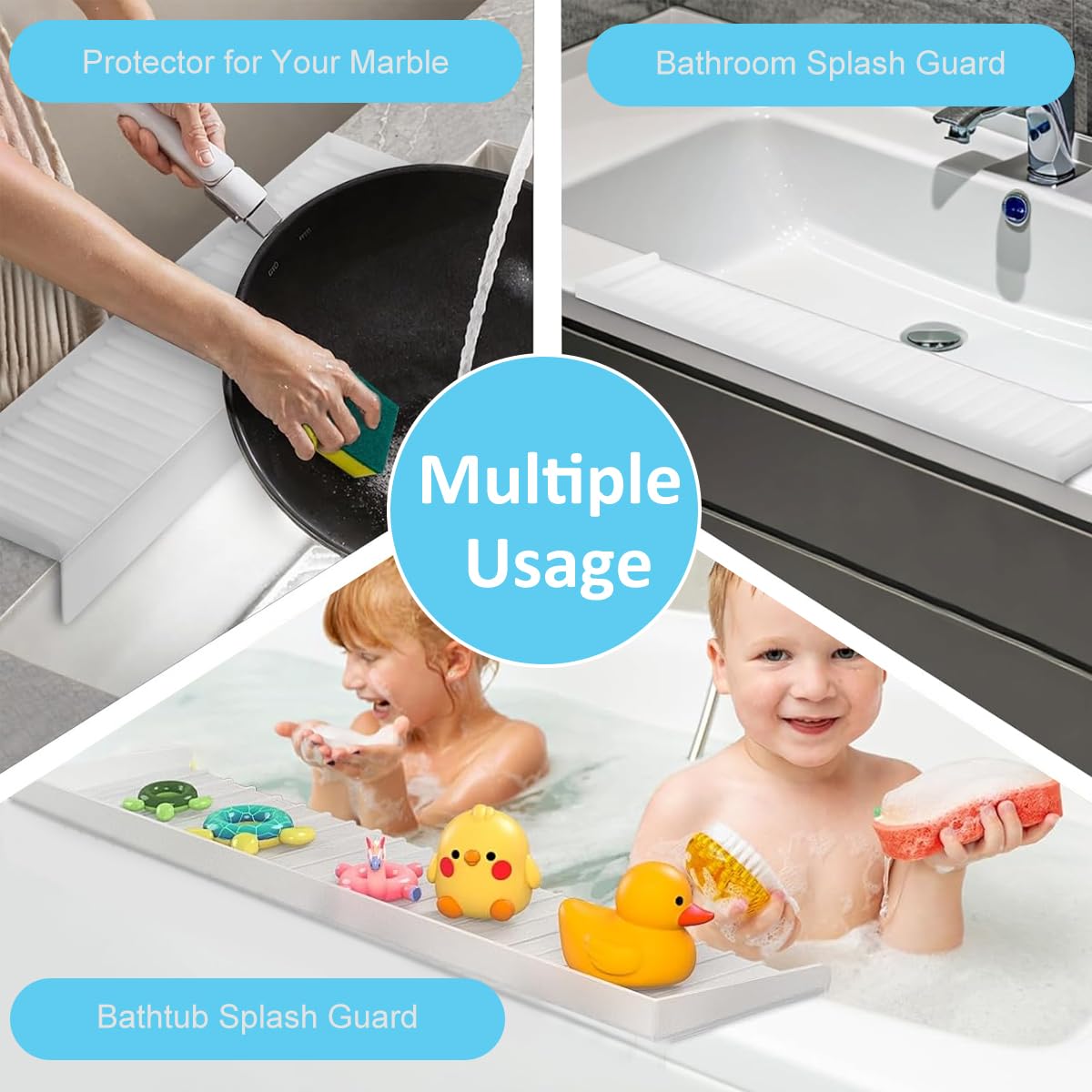 HASTHIP Silicone Sink Edge Protector Splash Guards, Fleixble Cuttable Kitchen Sink Splash Guard Kitchen Sink Countertop Protectors from Scratches, Stains, Splashes (4x20 inches)