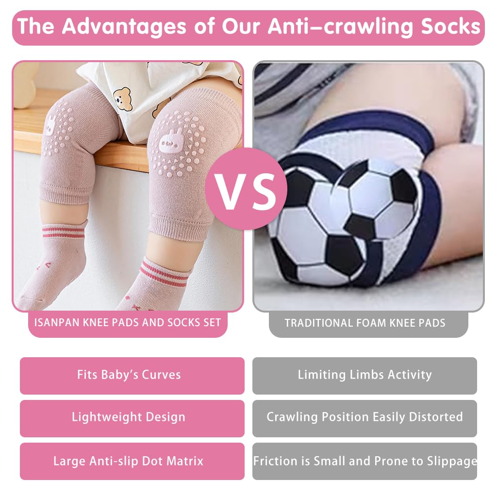 SNOWIE SOFT 3 Sets Baby Socks Set Knee Sleeve Set Toddlers Floor Socks Antislip Socks for New Born Baby Toddlers Floor Socks Cotton Socks Non Slip Grip Ankle Socks Infants Girls BoysToddler 1-3 Years
