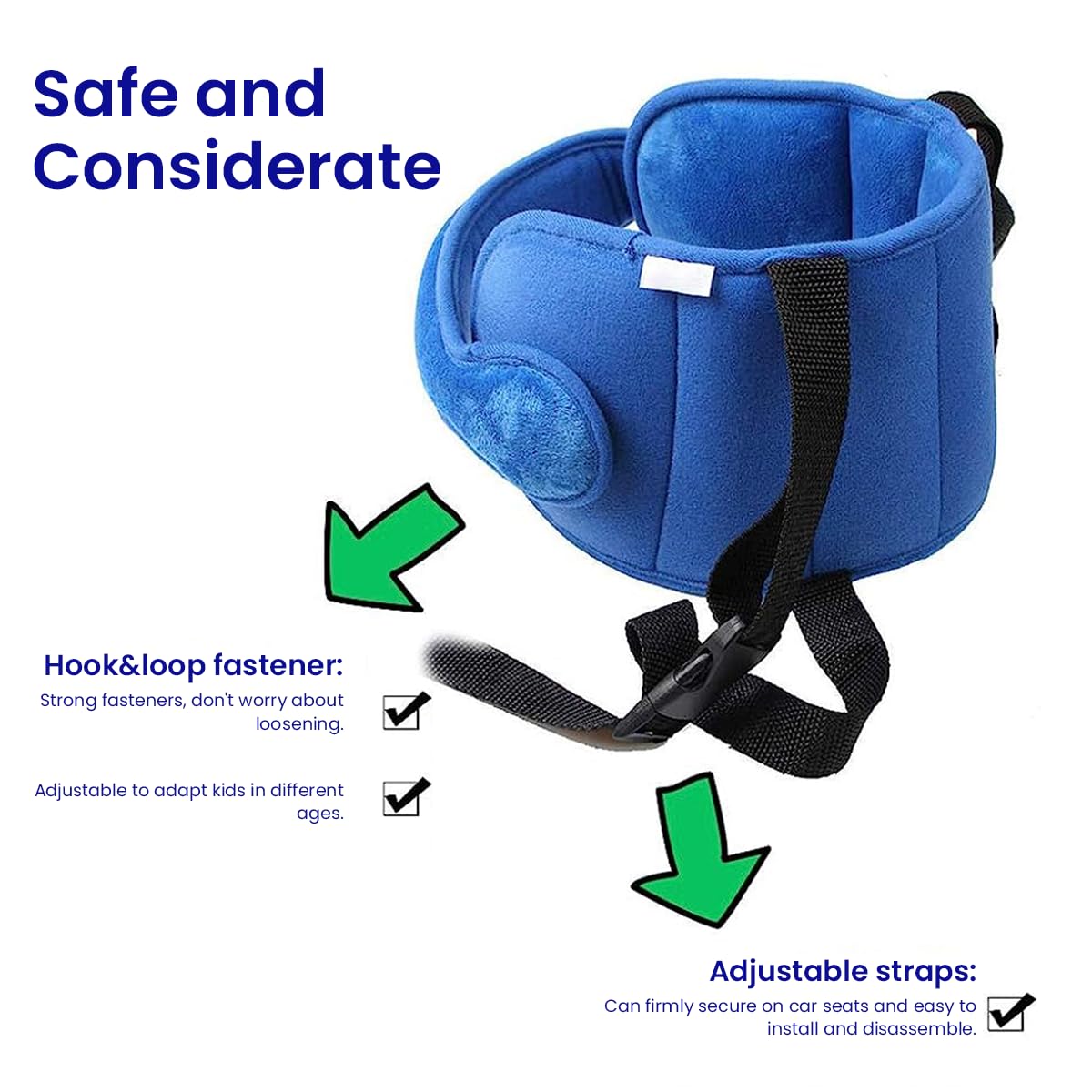SNOWIE SOFT Kids Head Support Band for Car Seat, Car Seat Head Support for Fix Baby's Head Neck, Relief Headrest on Car Safety Seat with Quick Release Buckle Child Seat Head Support for Kids 3-8