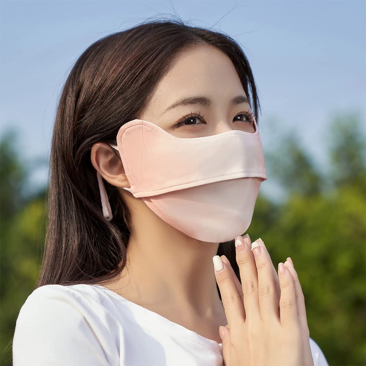 PALAY Silk Fashion Women Face Mask Upf 50+ Outdoor Women Face Mask Breathable Face Cover With Adjustable Ties Cool Face Mask For Riding, Cycling, Sport, Golfing, Washable & Reusable