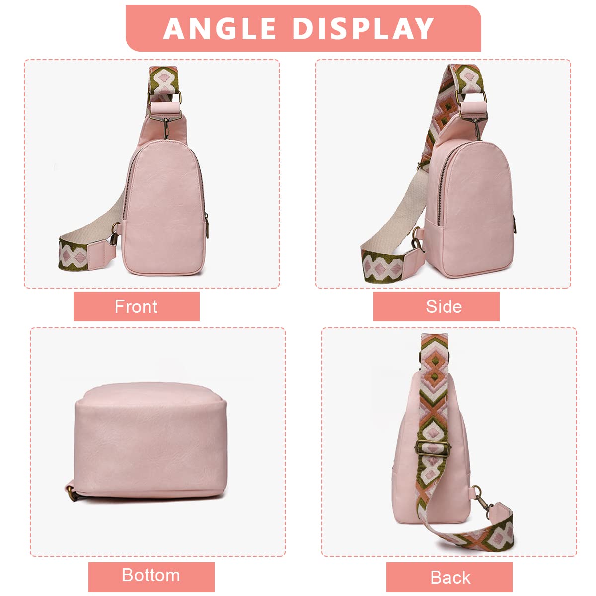 PALAY Cross-Body Chest Bag PU Phone Bag for Women Shoulder Bag with Adjustable Strap Sling Bag, Shoulder Bag for Daily Commuting, Travel(pink)