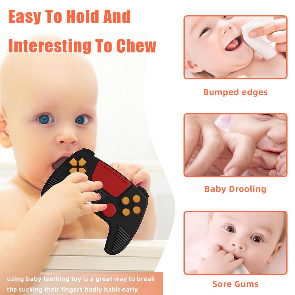PATPAT Silicone Teether for 6 to 12 Months Baby, Baby Teethers for 3+ Month BPA Free, Gamepad Shaped Teething Toys for Babies, Baby Mouth Toys and Chew Toys, Teether for Baby Teething Toys Gift
