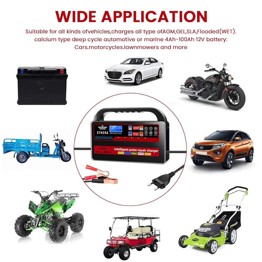 STHIRA 12V/24V Car Battery Charger