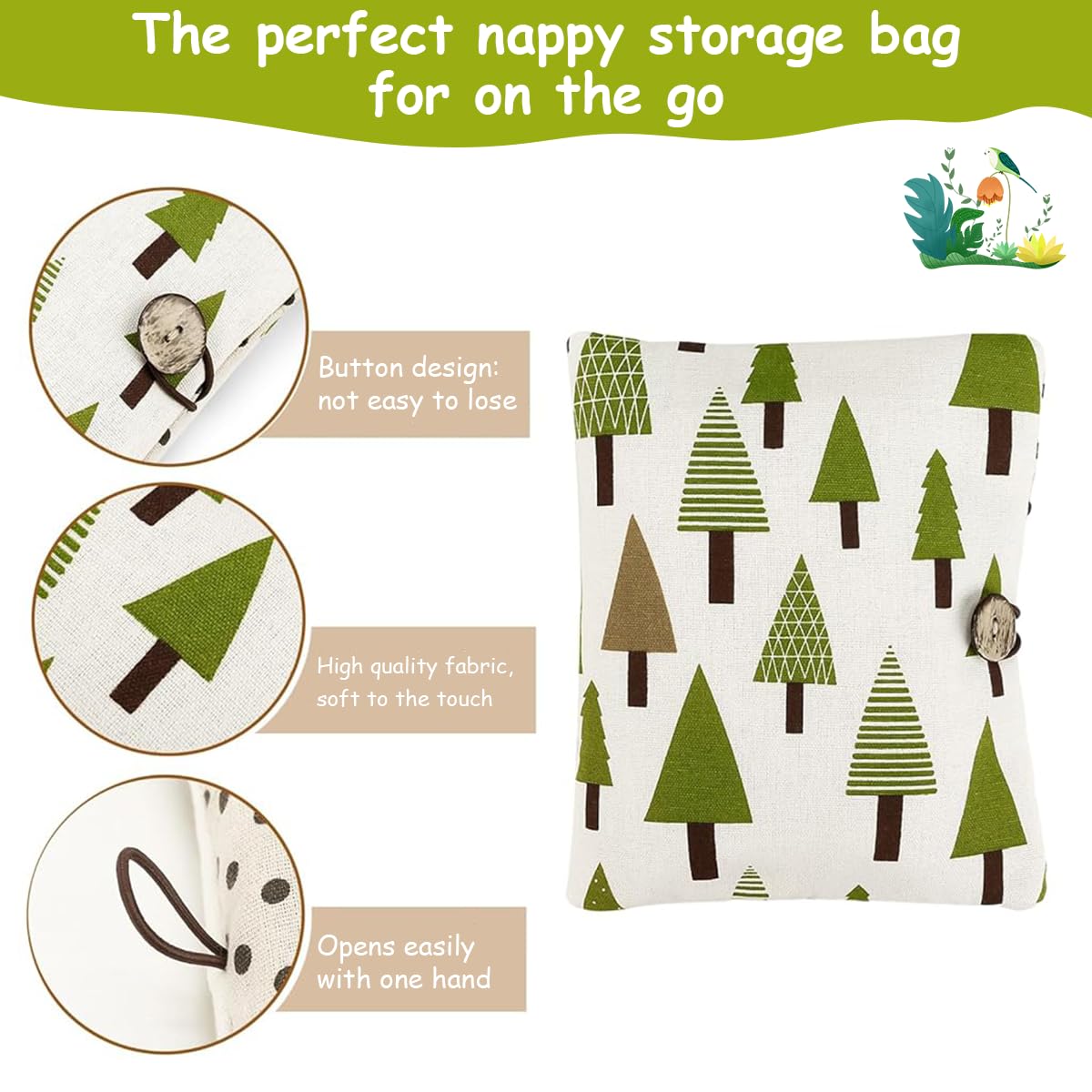 SNOWIE SOFT Baby Small Diaper Bag Accessories, Diaper Pouch Organizer Hanging Portable Mini Diaper Bag, Foldable Baby Diapers Bag