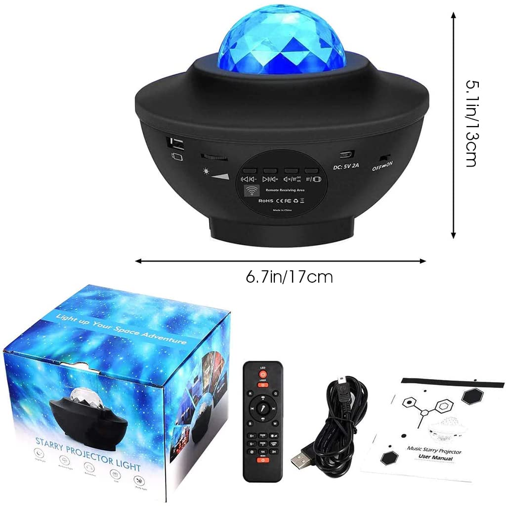 ELEPHANTBOAT Galaxy Night Light Projector Led Lamp with Bluetooth Speaker Kids Planetarium Galaxy Projector for Bedroom Sound Active & 10 Colors Laser Nebula Star Projector Light Rotate Disco Ball