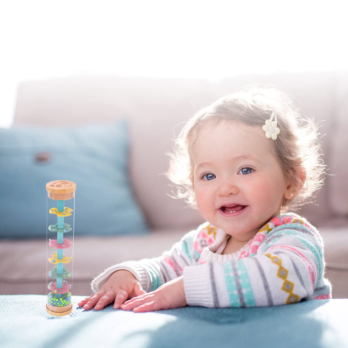 PATPAT Fun Rain Stick Toy for Baby, Baby Rattle Toy Musical Toy Shaker Toy Sensory Toy Colorful Rainmaker Toy Rain Sound Soothing Toy for Baby 6 Month RattleToy for Kids Gift Toy