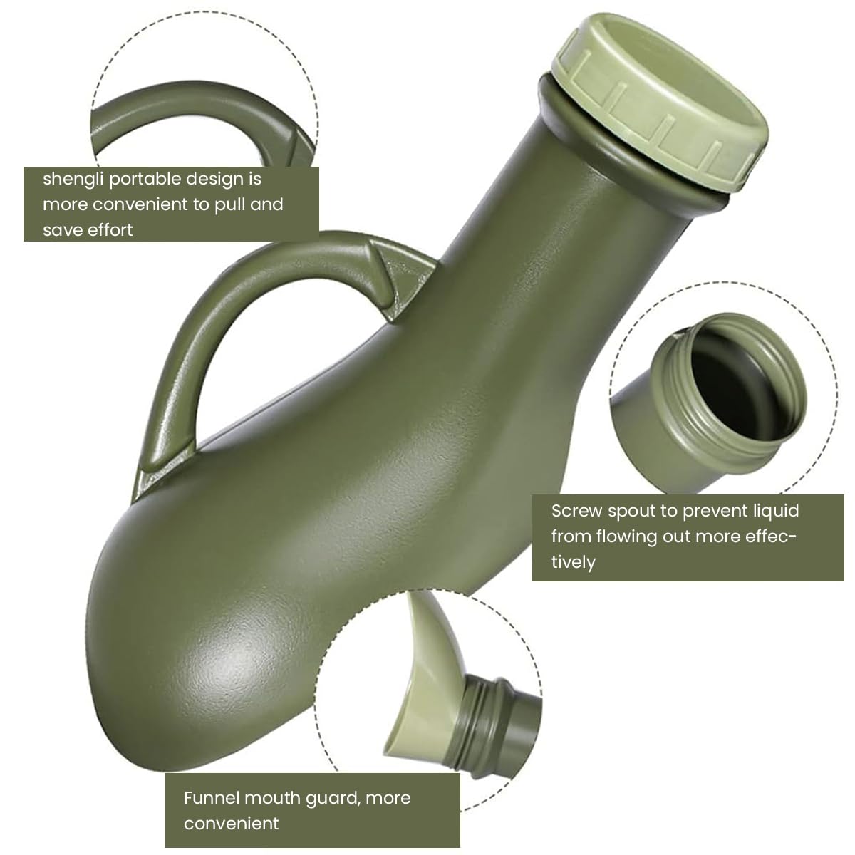 HANNEA Urinal Travel Toilet Urinal Bottles with Funnel Pee Bottle Urinals Unisex Portable Urine Bottle Pee Container Car Travel Camping, 1000ML