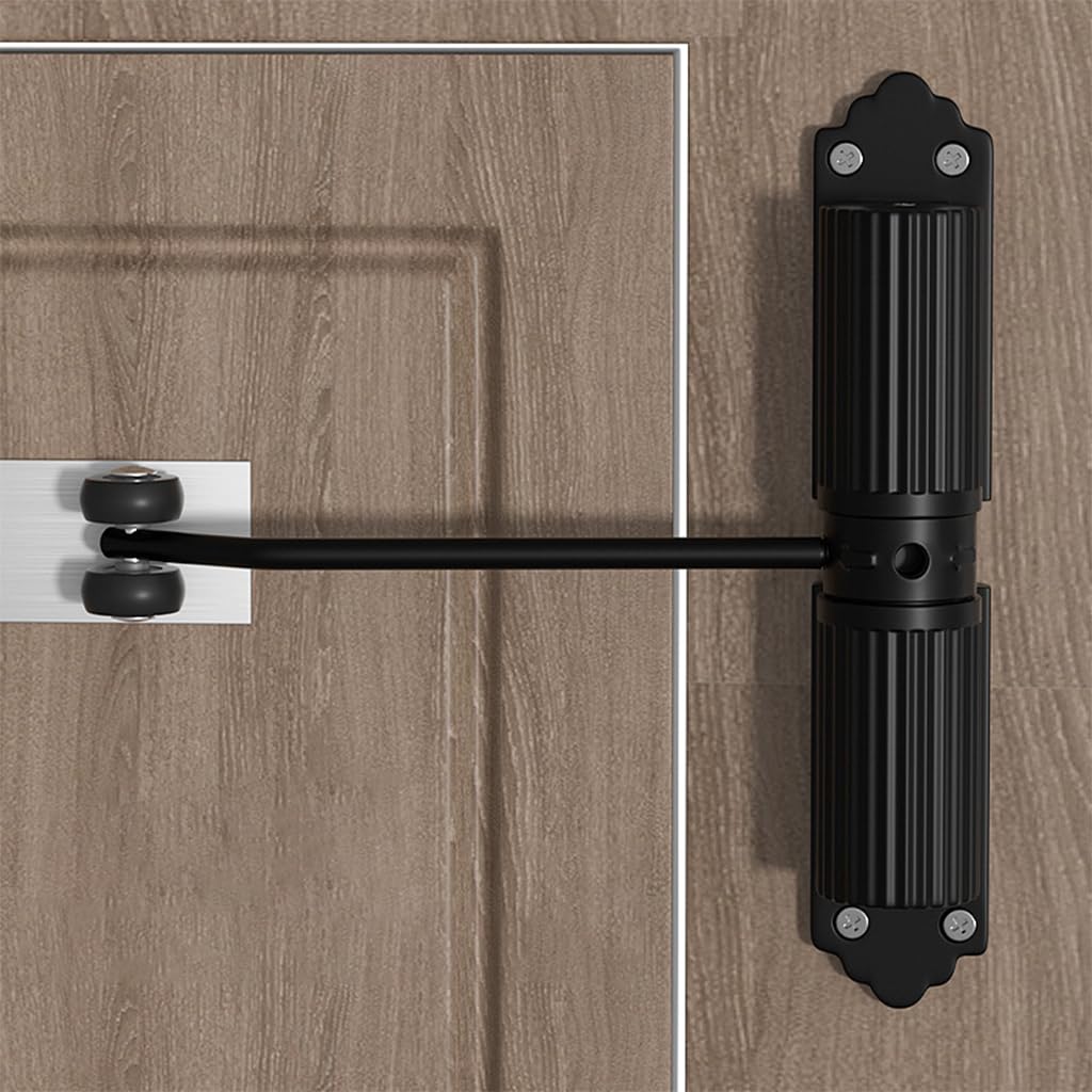 HASTHIP Zinc Alloy Door Closer, Automatic Safety Spring Door Closer, Adjustable Closing Door Hinge, Quiet Door Closer for Wooden Door, Metal Door, Security Door, Weight Up to 60 Kgs (Black)
