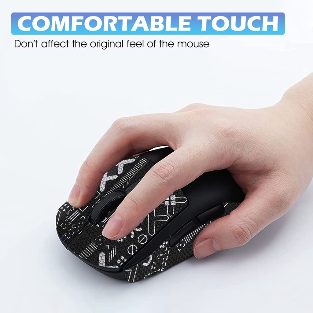 Verilux Mouse Grip Tape for Logitech G Pro Wireless Mouse Pre-Cutted Self-Adhesive Mouse Grip Tape Sweat-Proof Anti-Slip Non-Fading Gaming Mouse Skin Cool Mice Upgrade Kit (Mouse is NOT Included)