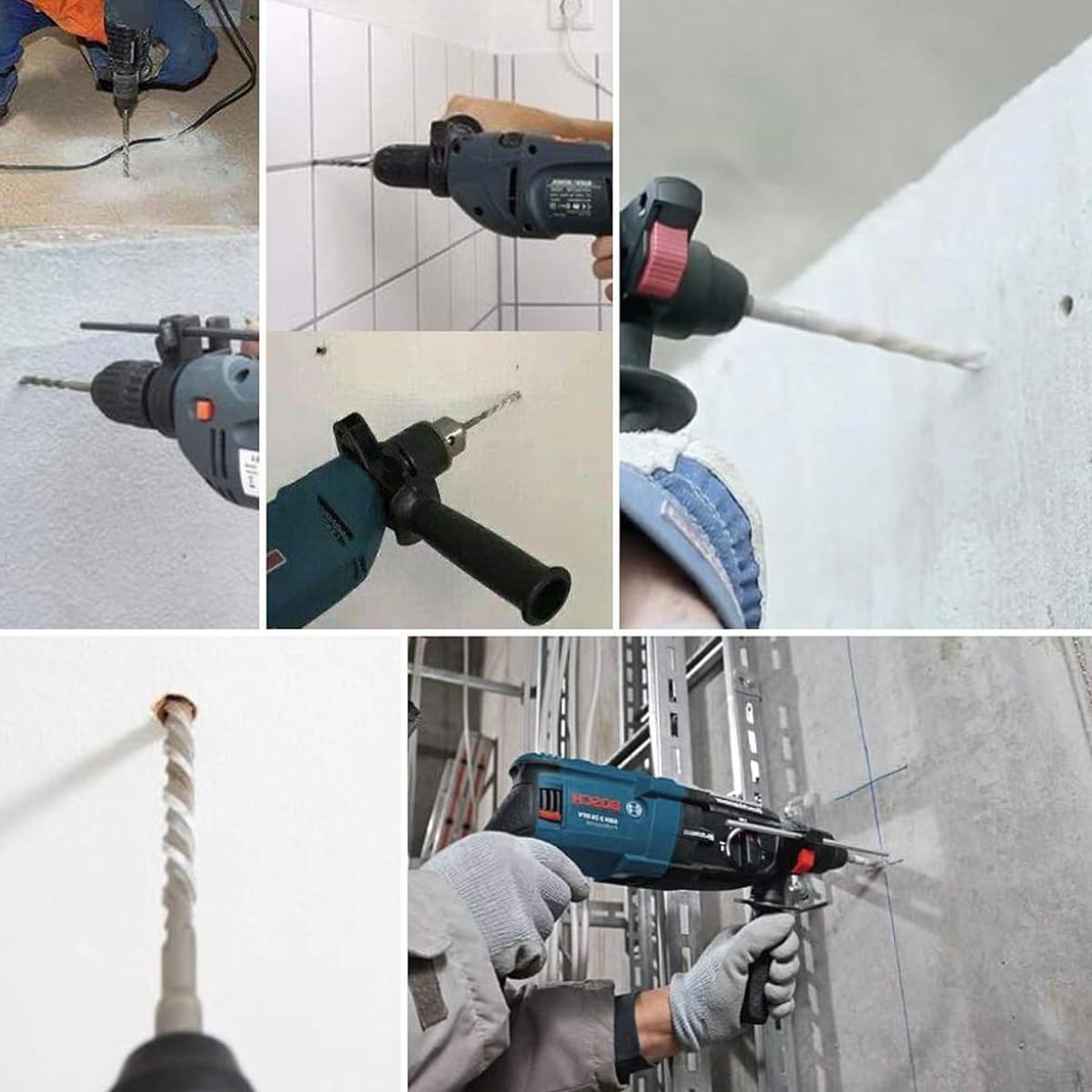 Serplex 4Pcs Long Impact Power Drill Bit 35cm Alloy Twist Drill Bit Set Concrete Masonry SDS Plus Shank Drill Bit Set Rotary Hammer Drill Bits for Brick, Stone, Concrete