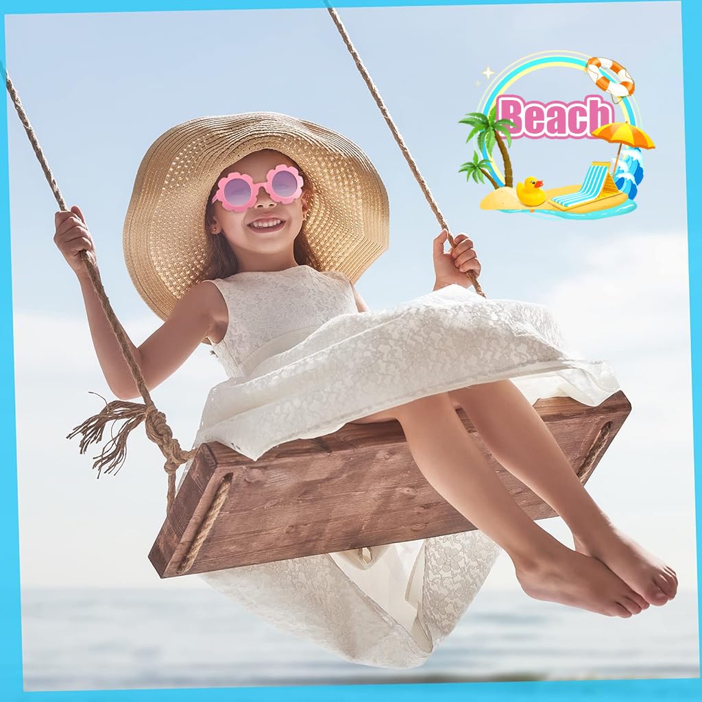 SNOWIE SOFT® 3Pcs Girls Sunglasses Kids Summer Sunglasses Round Flower Framed Sunglasses Outdoor UV Protection Beach Sunglasses for Kids 3-8 Years Old