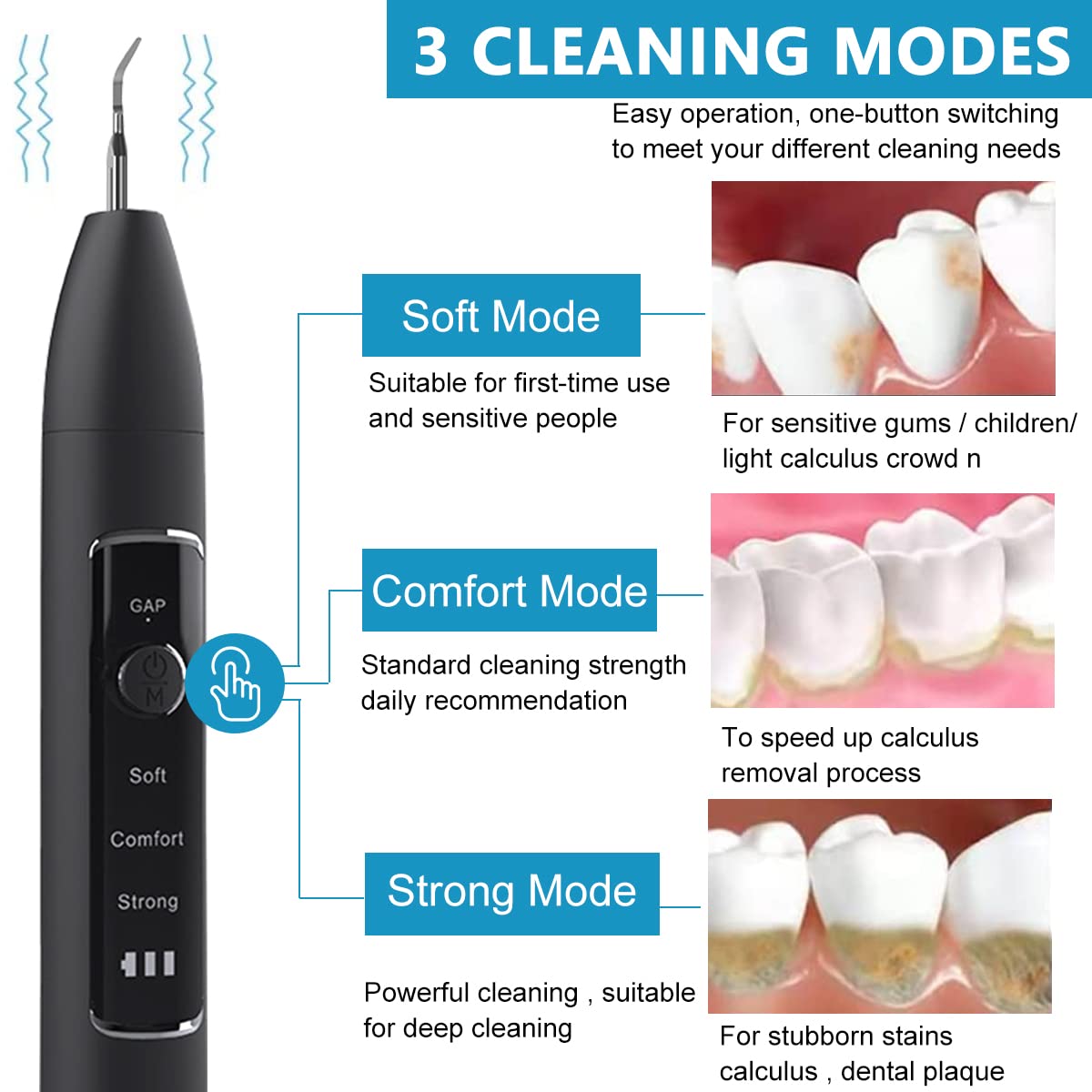 HANNEA Ultrasonic Plaque Remover Electric Plaque Remover with 480P Camera, 3 Working Modes, Cordless Electric Plaque Remover with 2 Bits and Oral Mirror, Remove Teeth Stain Tartar Plaque