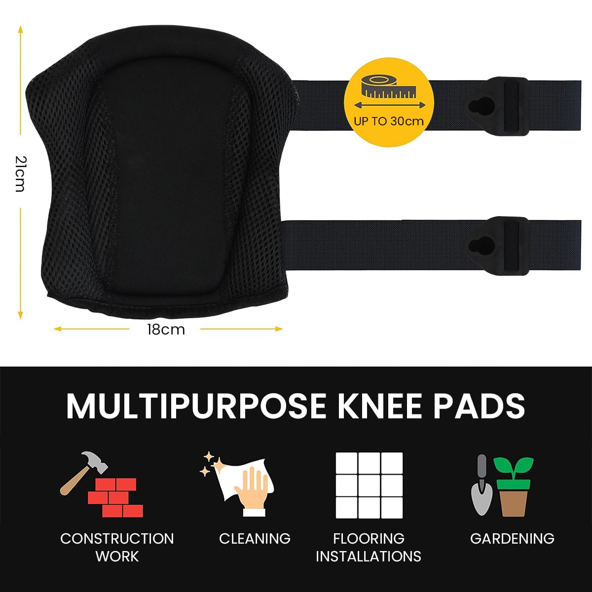 Proberos 1 Pair Knee Protector Pads Anti-impact Knee Protector for Adults TPE Hard Shell Waterproof Work Knee Protector Pads Cushioning Protective Knee Pad for Skating, Work, Gardening