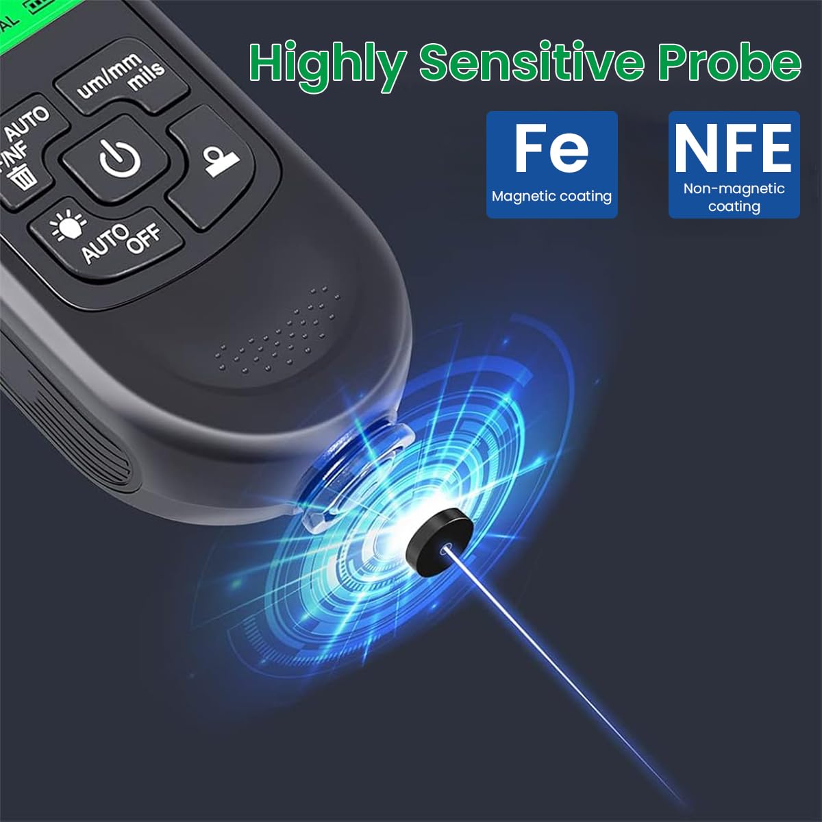 Serplex Automotive Paint Meter Car Paint Thickness Gauge for Fe & NFe Coating High Precision Automotive Coating Thickness Meter Gauge 0~2000um Range, Auto Calibration, LCD Backlight, Battery Operated