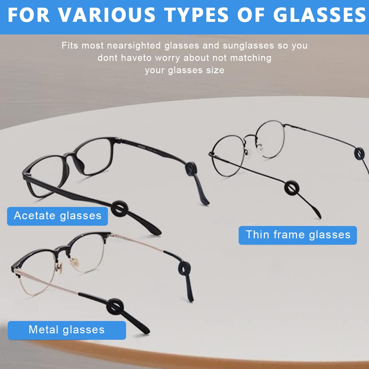 HASTHIP 10 Pairs Glasses Ear Grip Silicone Eyeglasses Temple Tip Sleeve Retainer Holder, Comfort Anti-Slip Glasses Retainers for Spectacle Sunglasses Reading Eyewear (Black+Clear)