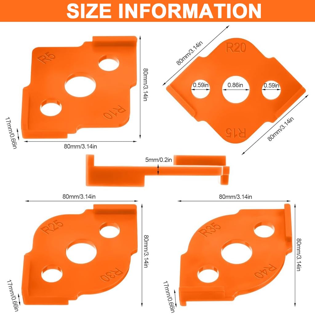 Serplex 4Pcs Round Corner Guide for Router Radius Jig Templates Carpenter Tools 8 Radius Angle Corner Radius Routing Templates Routing Rounded Corners Router For Wood Work