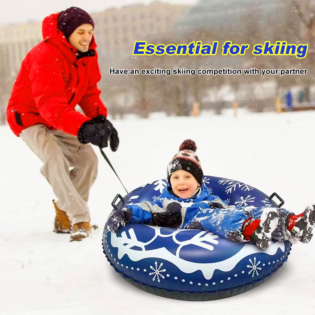 Proberos Inflatable Snow Tube 47 inches PVC Snow Tubing 0.8mm Thicken Wear Resistant Snow Tube with Handle Mountain Snow Tube for Kids, Adults Winter Portable Outdoor Snow Tube