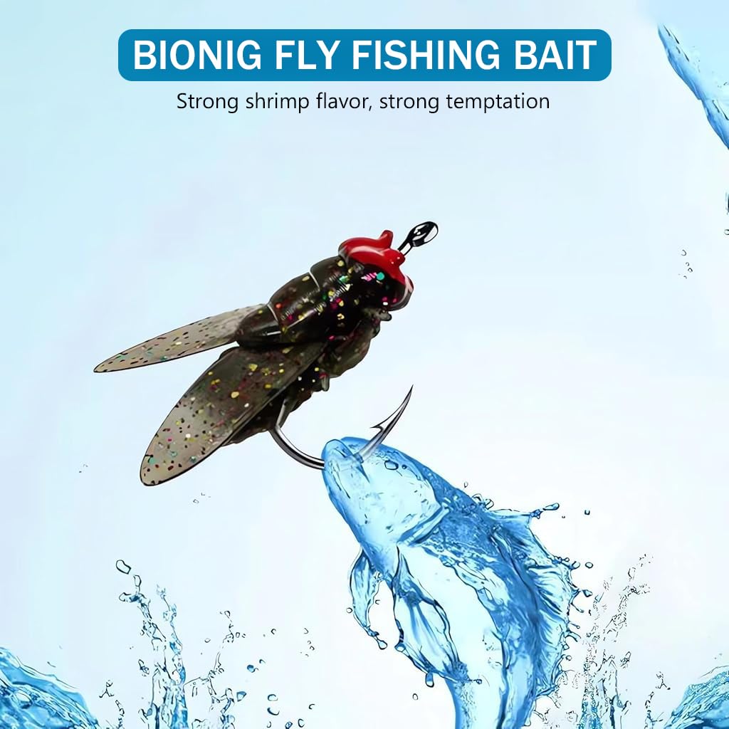 Proberos 20Pcs Bionic Fly Fishing Baits with Box 15mm Micro Bionic Soft Fly Fishing Baits Swimbaits Flavored Flies Bass Fly Fishing Lures Kit, Saltwater Freshwater Flies Swim Baits Fly Fishing Hook