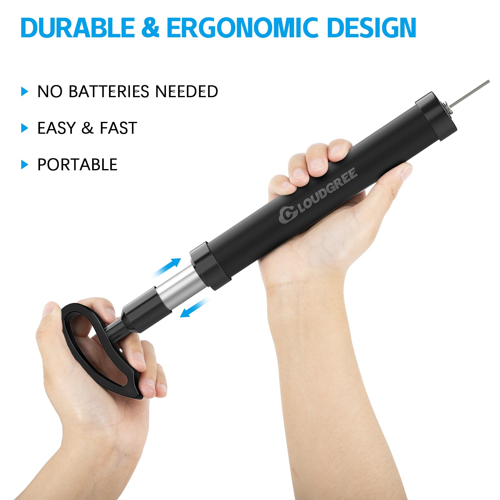 Proberos Manual Air Pump Basketball Air Pump 10 Inches Air Pump with Interchangeable Nozzles, Needles & Extension Hose Universal Air Pump for Basketball, Soccer Football, Tyre