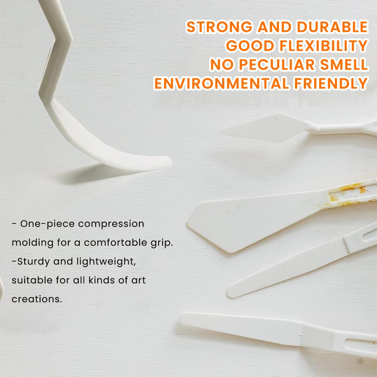 HASTHIP 5 Sets Palette Painting Knives, Plastic Spatula Palette Knives Set, White Art Artist Paint Spatula Tools for Oil Acrylic Painting Color Mixing