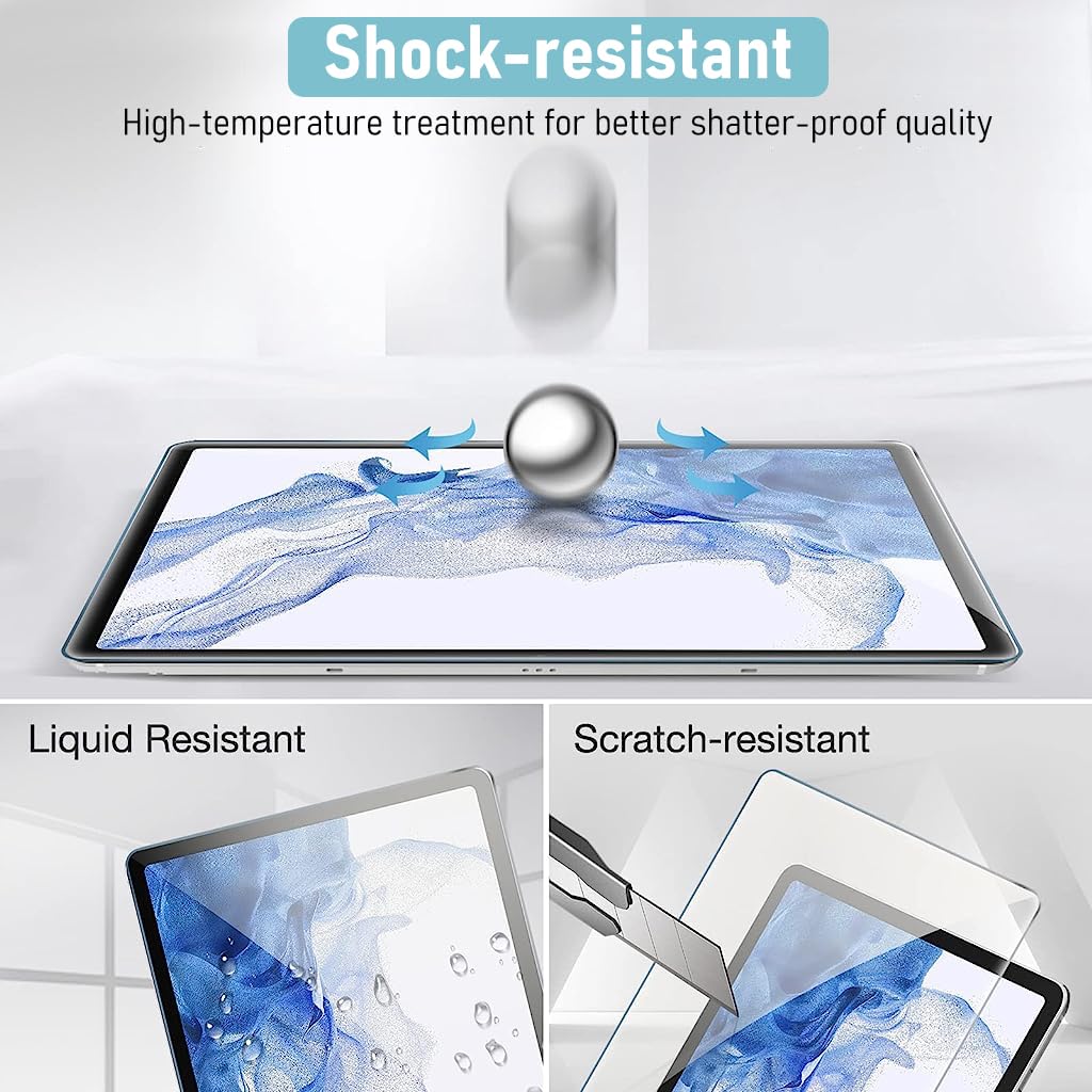ZORBES [2-Pack Screen Protector for Samsung Galaxy Tab S7 FE 5G/S9 Plus/S8 Plus/S7 Plus 12.4 inch, Tempered Glass Screen Protector HD Anti-glare Screen Film Guard Anti-Scratch Tempered Film, 12.4